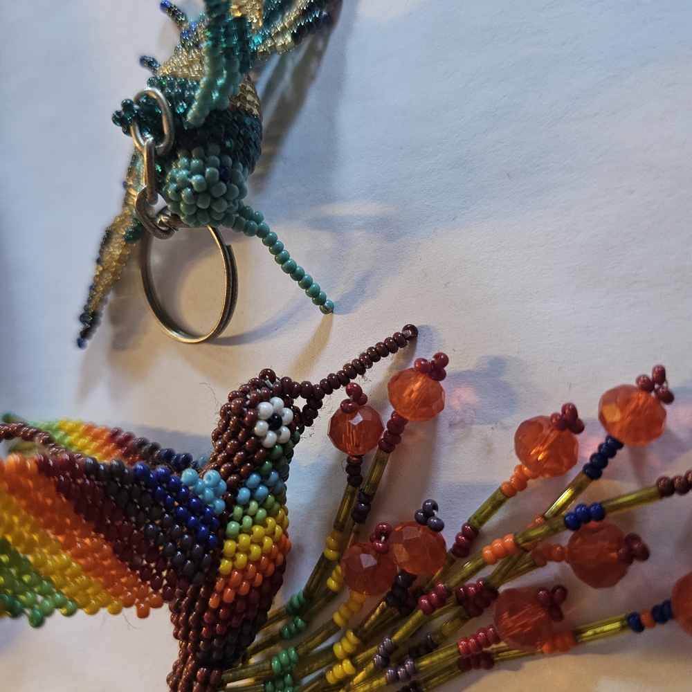 Colorful Beaded Bird Keychain - Picture 3 of 12